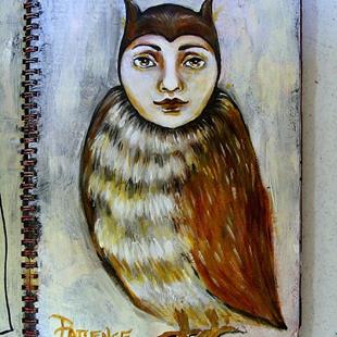 Art: 'Owlie': An Art Journal Entry by Artist Patience