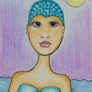 Art: Athletic Swimmer-29 Faces by Artist Sherry Key