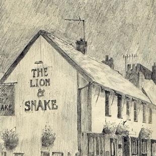 Art: Lion and Snake pub, Lincoln by Artist John Wright