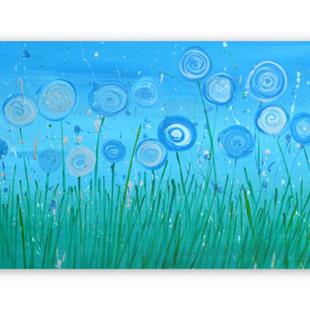 Art: Blue Flowers WB by Artist Louise Mead