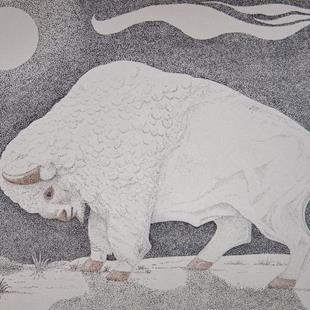 Art: My Fathers Sacred Buffalo by Artist Marcine (Marcy) Dillon