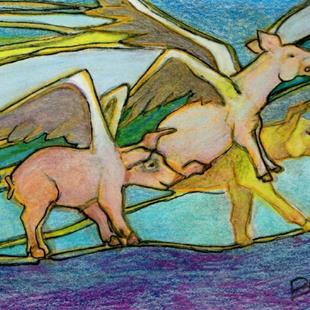 Art: When Pigs Fly (Up Up & A-Weigh) by Artist Judith A Brody