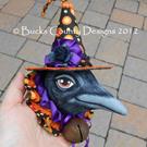 Art: Primitive Folk Art Crow Raven Witch Halloween Ornament by Artist Lisa M. Nelson