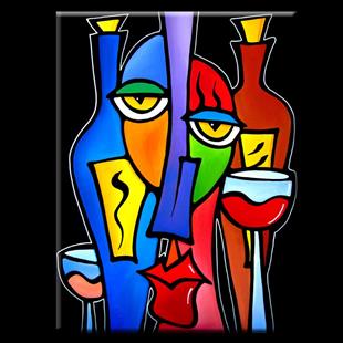 Art: Faces1153 2228 Original Abstract Art Painting Surrounded by Artist Thomas C. Fedro