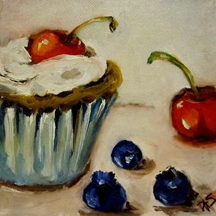 Art: Red White and Blue Cupcake by Artist Delilah Smith