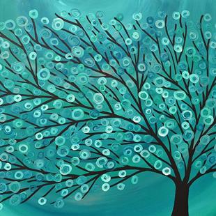 Art: Teal & Turquoise Tree by Artist Louise Mead