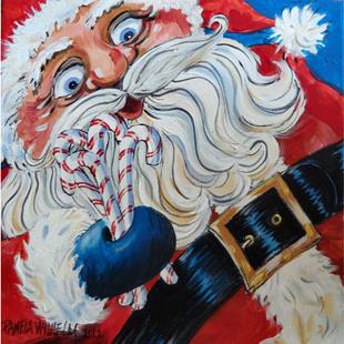 Art: Christmas PEPPERMINT CANDY CANE SANTA by Artist Pamela K Wilhelm