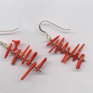 Art: CORAL AND STERLING SILVER EARRINGS by Artist Ulrike 'Ricky' Martin