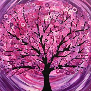 Art: 'Raspberry Ripple' Abstract Tree Painting by Artist Louise Mead