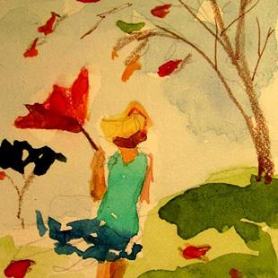 Art: Fall Wind Aceo sold by Artist Delilah Smith