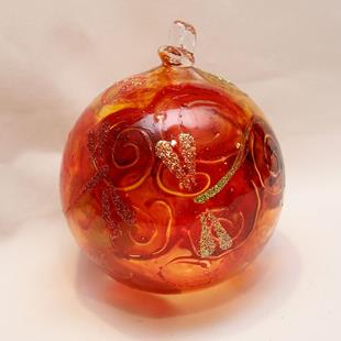 Art: 2012 Dragonfly Ball Orange Swirls #3 of 24 by Artist Rebecca M Ronesi-Gutierrez