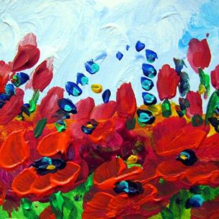 Art: SPRING RED FLOWERS by Artist LUIZA VIZOLI