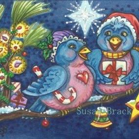 Art: BLUEBIRDS OF CHRISTMAS by Artist Susan Brack
