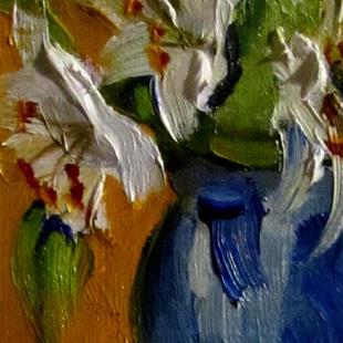 Art: Lilies in Blue Vase Aceo-SOLD by Artist Delilah Smith