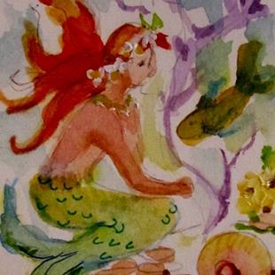 Art: Mermaid Under the Sea Aceo-SOLD by Artist Delilah Smith