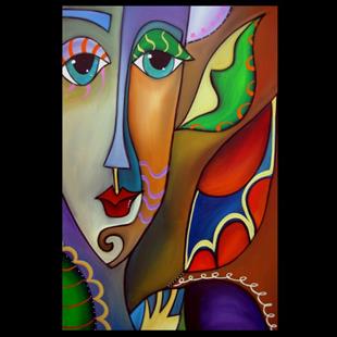 Art: Faces1174 2436 Original Abstract Art Painting Discovery by Artist Thomas C. Fedro