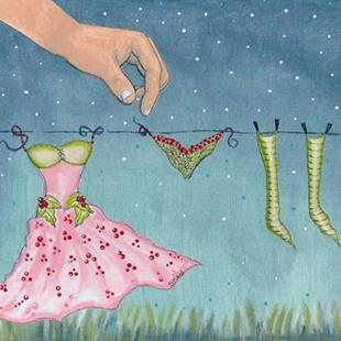 Art: Discovery-Fairy Laundry Day by Artist Sherry Key