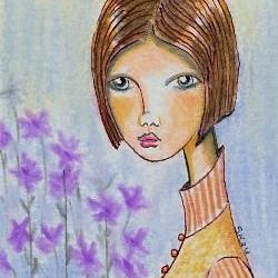 Art: Girl Among Flowers by Artist Sherry Key