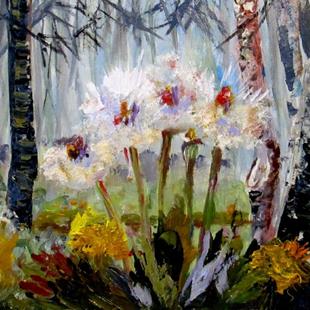 Art: Dandelions in the Woods-SOLD by Artist Delilah Smith