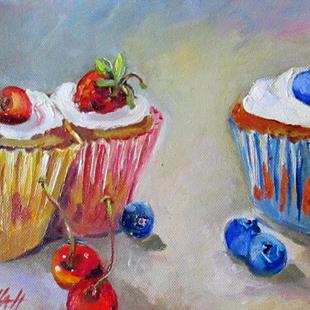 Art: Cupcakes with Fruit by Artist Delilah Smith