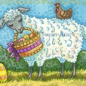 Art: EGG HUNT - Sheep by Artist Susan Brack