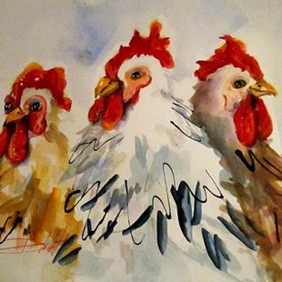 Art: Three Fat Hens-SOLD by Artist Delilah Smith