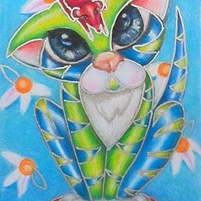 Art: Daisy Kitty SOLD by Artist Alma Lee