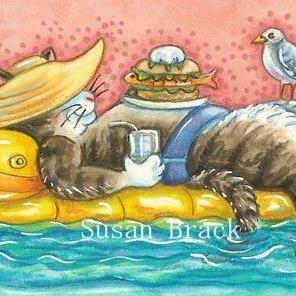 Art: DAY AT THE BEACH Series  ALWAYS A COOL CAT  by Artist Susan Brack