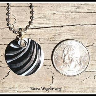 Art: Abstract Painted Shell Pendant by Artist Elaina Wagner