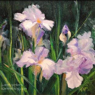 Art: Purple and White Irises SOLD by Artist Karen Winters