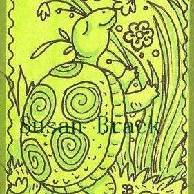 Art: Smiles Are Free * TURTLE FLOWERS Stamp By Susan Brack by Artist Susan Brack