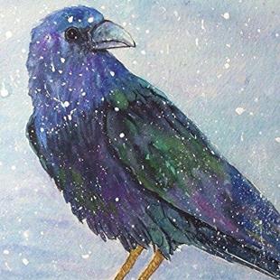 Art: Winter Raven - sold by Artist Ulrike 'Ricky' Martin
