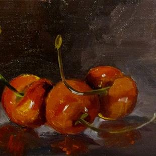 Art: Three Red Cherries by Artist Delilah Smith