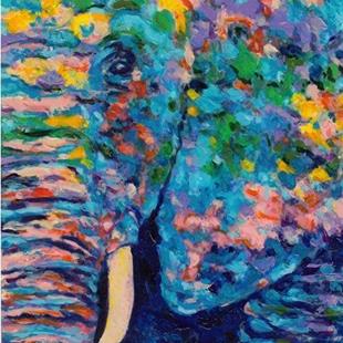 Art: Abstract Elephant Portrait - sold by Artist Ulrike 'Ricky' Martin