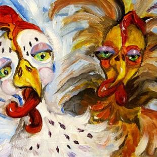 Art: Chicken Odd Couple No 3 by Artist Delilah Smith