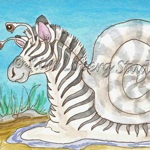 Art: Racing Stripes Zebra Snail by Artist Kim Loberg