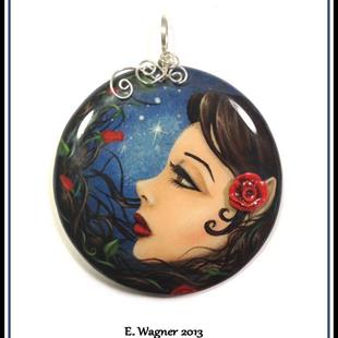 Art: Goddess Of The Crimson Rose Pendant by Artist Elaina Wagner