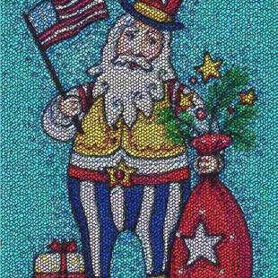 Art: HO HO HO CHRISTMAS IN JULY - Needlework Tapestry Hooked Rug by Artist Susan Brack