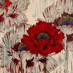 Art: Poppy Fields Retro Style by Artist Alma Lee