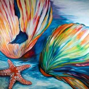 Art: SEASHELLS & STARFISH by Artist Marcia Baldwin