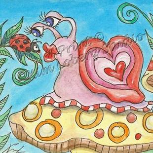Art: Kiss Me You Fool! said the Snail to the Lady Bug by Artist Kim Loberg