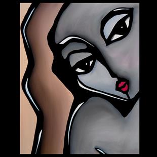Art: Faces1191 2228 Original Abstract Art Painting Sultry by Artist Thomas C. Fedro