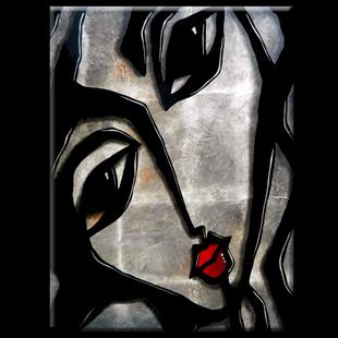 Art: Faces1199 3040 GW Original Abstract Art Painting Scratches by Artist Thomas C. Fedro