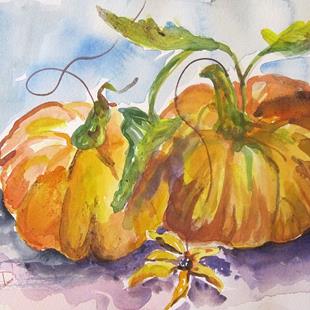 Art: Two Pumpkins by Artist Delilah Smith
