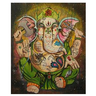Art: Inked Lord Ganesh by Artist Alexis Covato