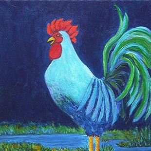 Art: Blue Rooster - available in  my etsy store by Artist Ulrike 'Ricky' Martin