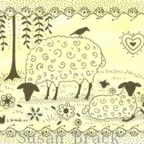 Art: SHEEP GRAZING by Artist Susan Brack
