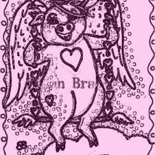 Art: FRECKLES - Pig Angel Stamp by Artist Susan Brack