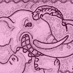 Art: TICKLED PINK - Elephant Stamp by Artist Susan Brack