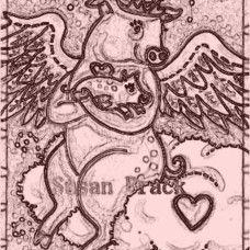 Art: FLYING PIG PRINCESS - Stamp by Artist Susan Brack